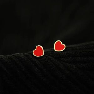 🎀NWT Pure 9K Gold Heart ♥️ Shaped Classy Stylish Studs Earrings Red Golden